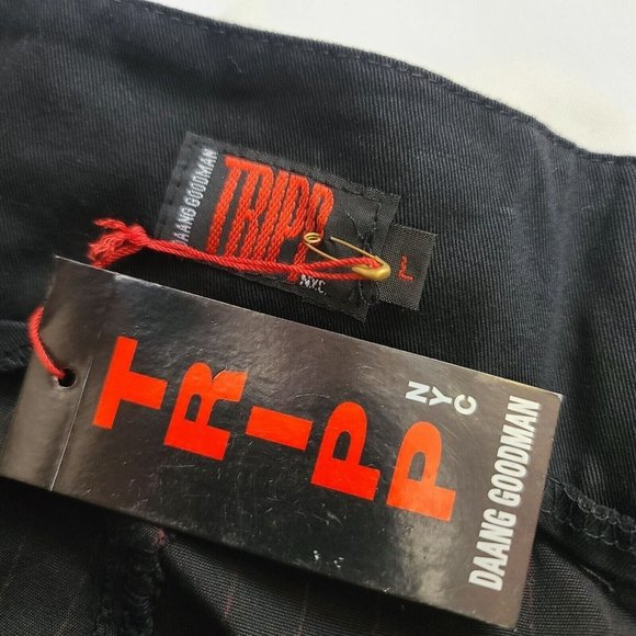 Vintage Tripp NYC Plaid Pleated Mini Skirt, Womens, Black, Red Pin Stripes - Picture 7 of 8